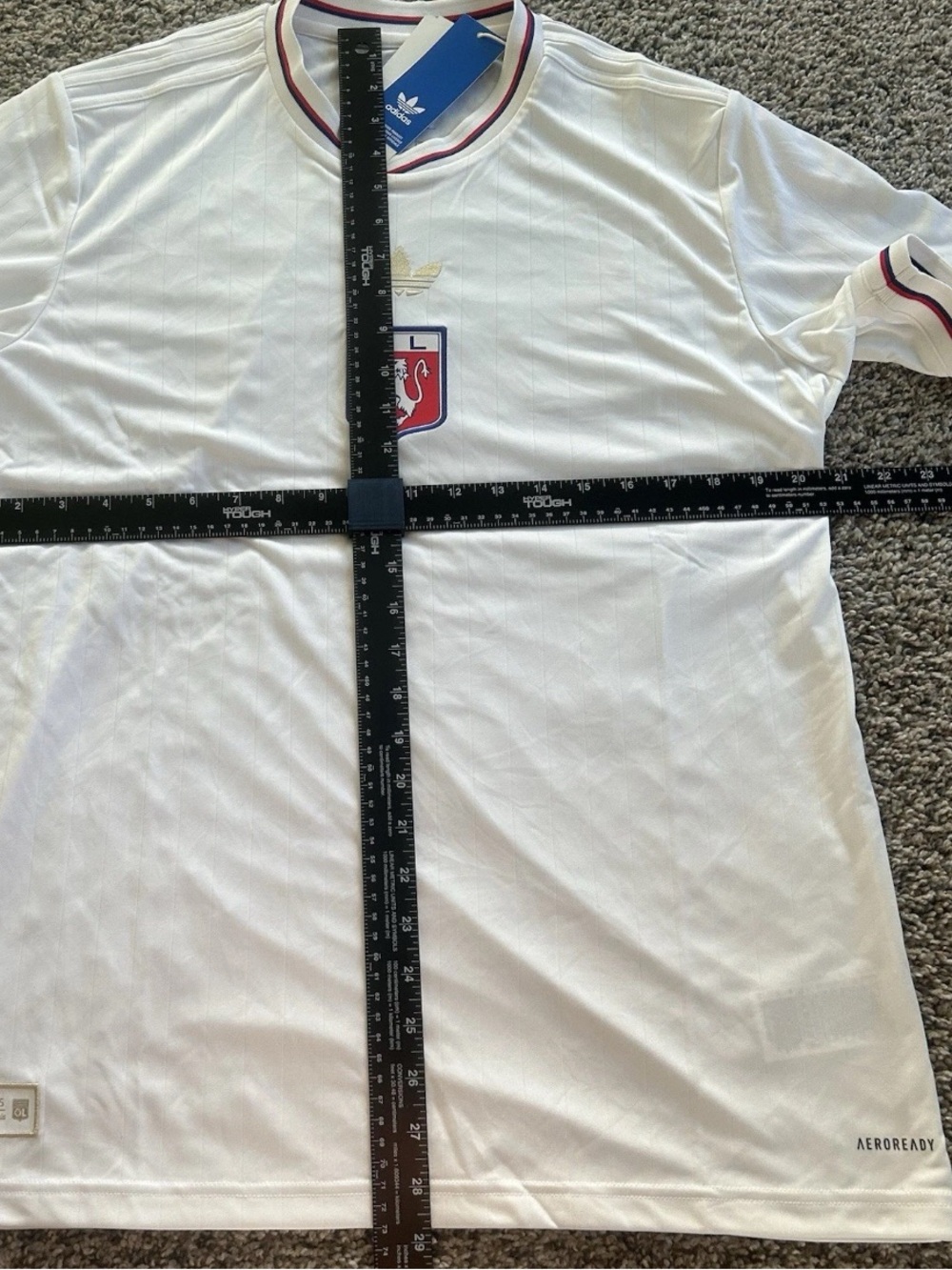 Adidas Originals Olympique Lyonnais 2025 75th Anniversary White Large JL9623 - Picture 3 of 9